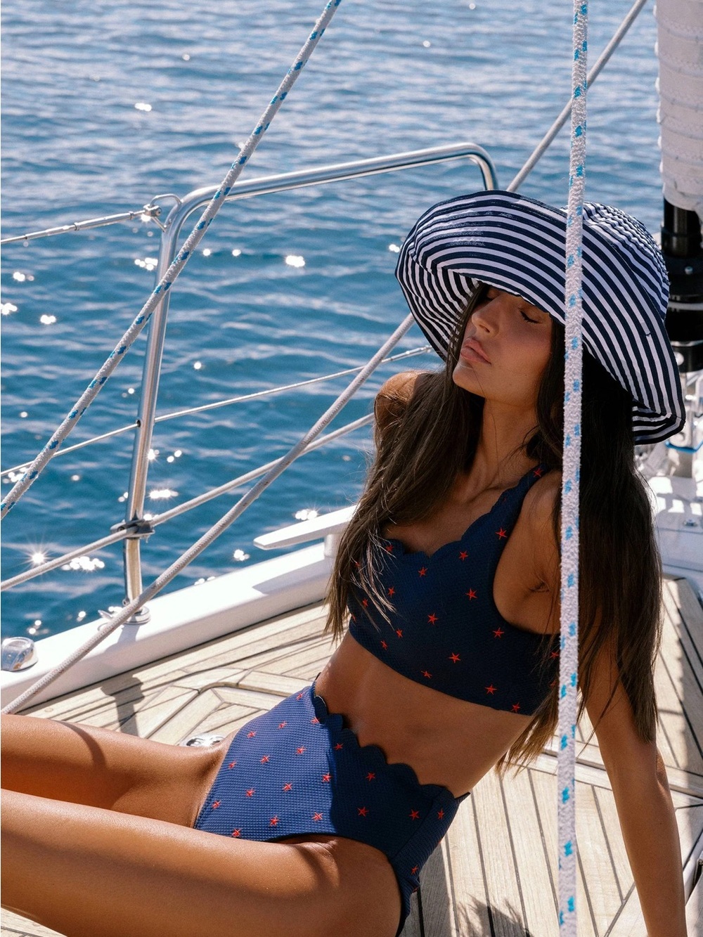 Beach Riot High-Waist Navy Star Bikini Set - Women Swim